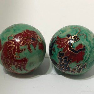 Chinese Dragon Musical Worry or Stress Balls (2) in Vintage Tapestry Box.
